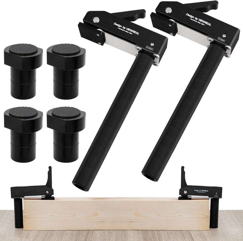 ViewReal Bench Dog Clamp Set for 3/4" Dog Holes, 6-Piece Quick-Lock Hold-Down Tools with Long Handle & Non-Marring Pads – Woodworking Clamps for MFT Table or Workbench - Image 1
